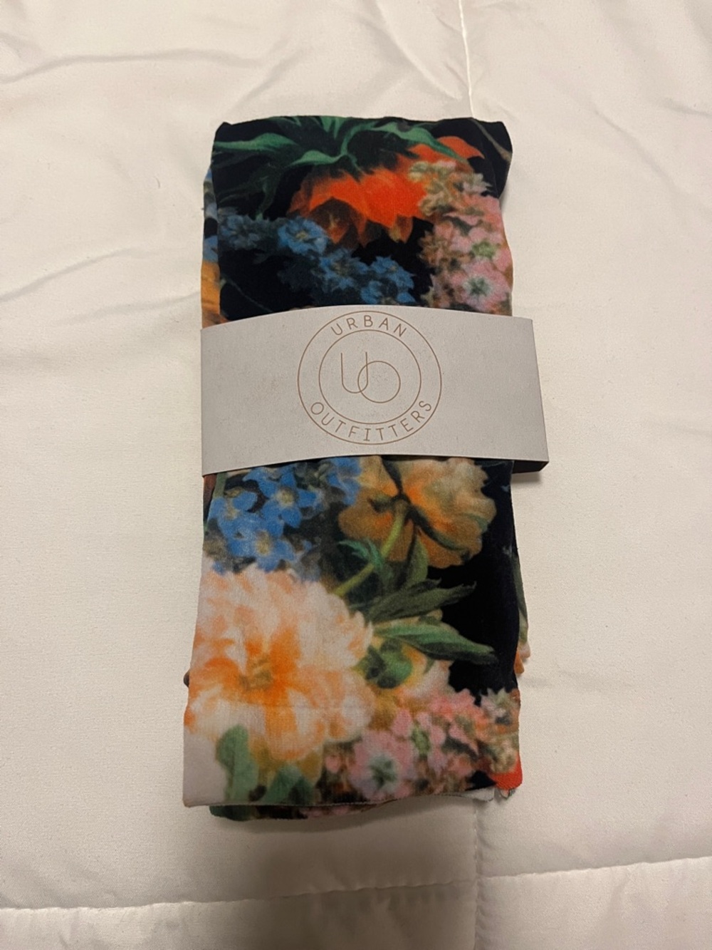 Urban Outfitters Black Floral Print Women's Tights with Orange and Blue Blooms